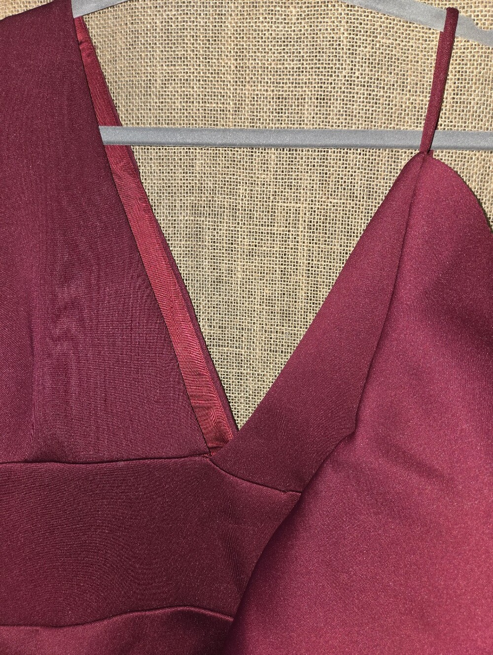 NWT Women's Lavish Alice Burgundy Scuba Draped Frill Midi Dress Size 16 - Picture 3 of 8